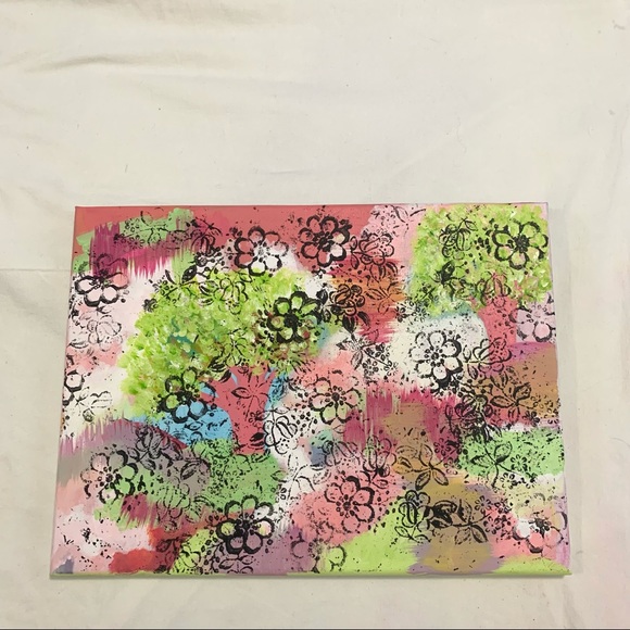 Abstract Floral Canvas Painting Original Acrylic - Picture 4 of 11